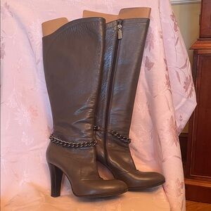 Bruno Magli Grey/Brown Leather Heeled Boots